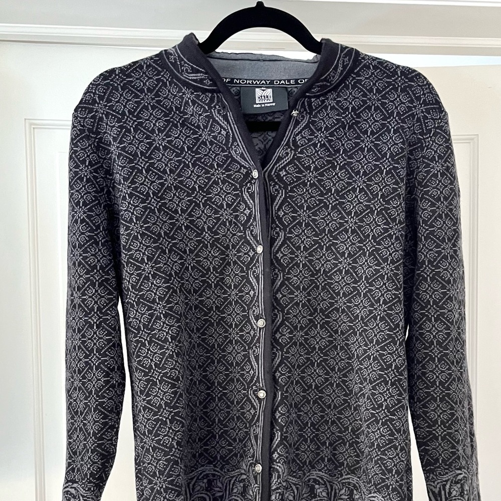 Dale of Norway black gray cardigan large L